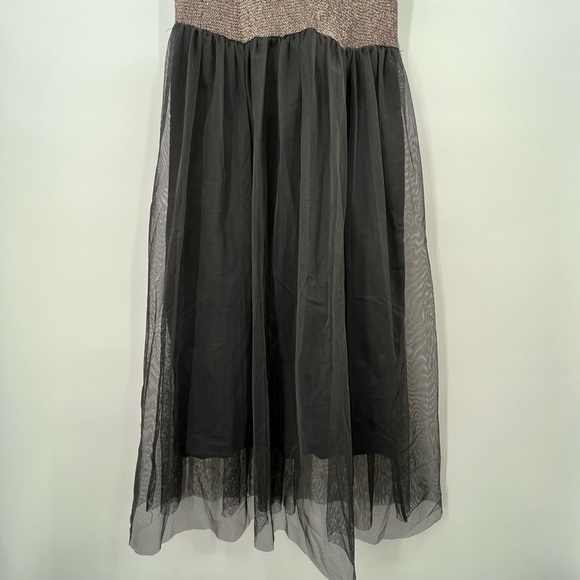 Top Shop Gold Tank Black Lined Tulle Dress Ladies Size 4 - Picture 9 of 11